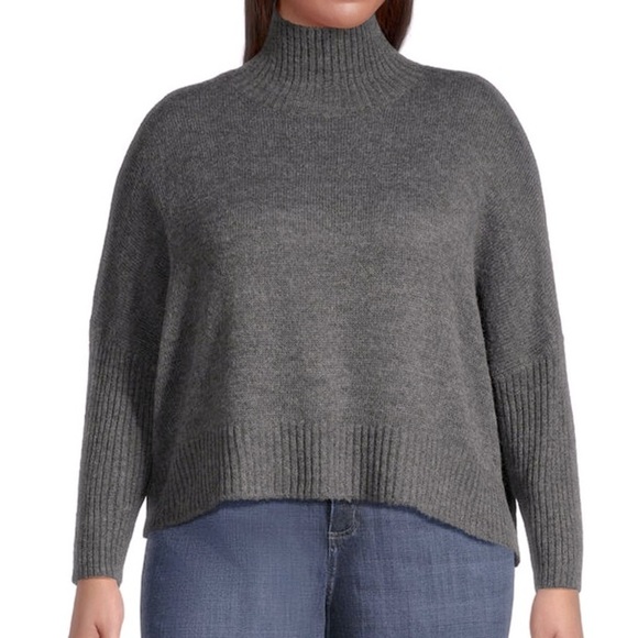 World Market Ribbed Knit Funnel Neck Boxy Sweater - Picture 1 of 6